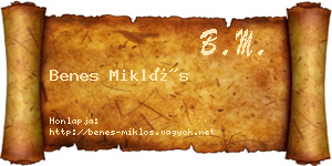 Benes Miklós névjegykártya