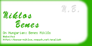 miklos benes business card