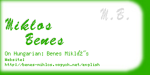 miklos benes business card
